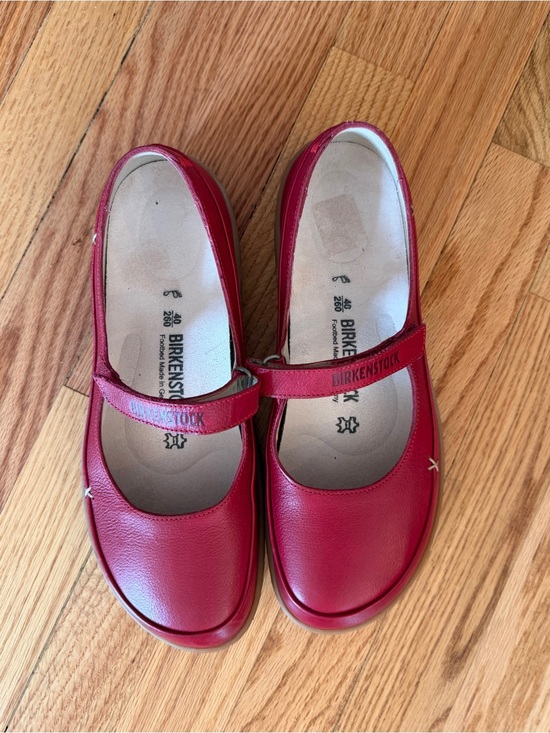 Birkenstock Shoes - Birkenstock Red Mary Jane Leather Strap Shoes
